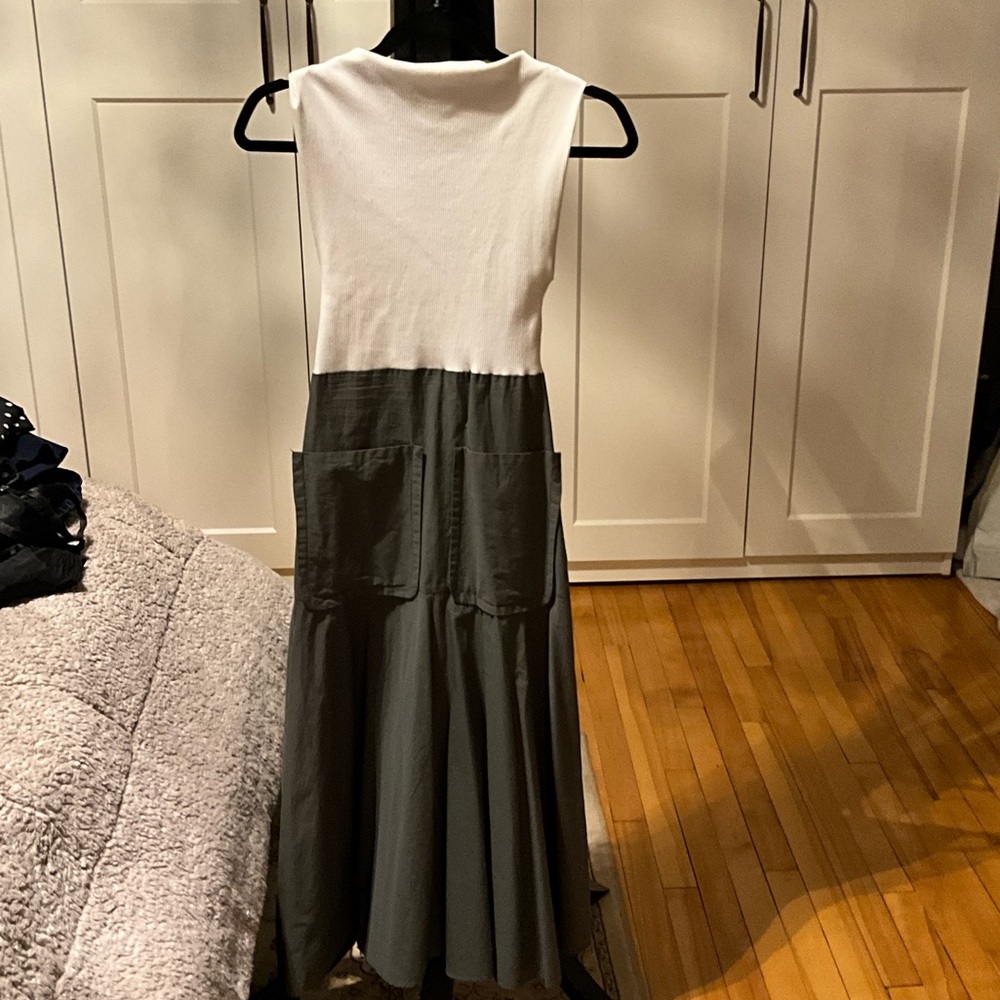 Zara White/army green maxi dress